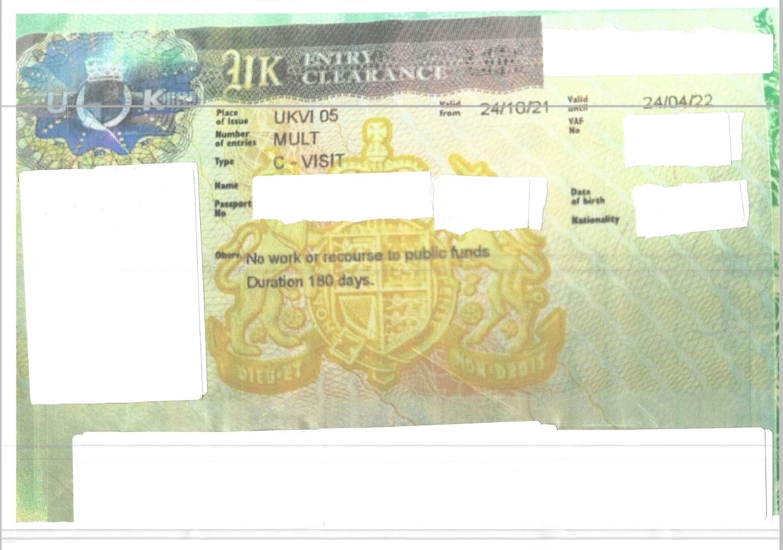 visitor visa granted